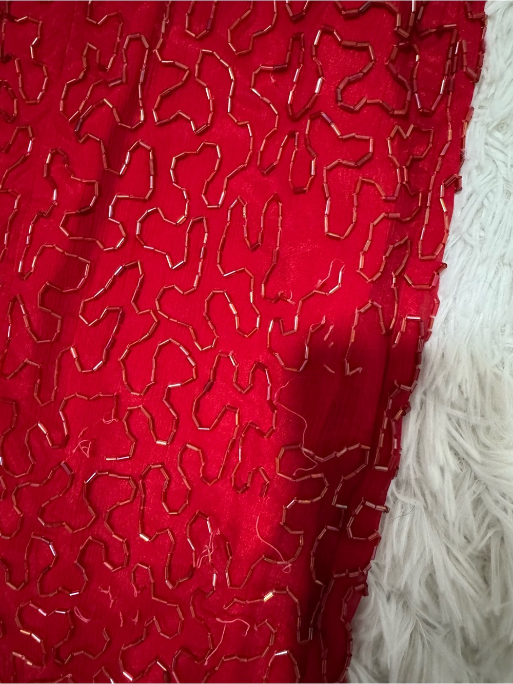 Vintage silk red beaded dress - Picture 5 of 5